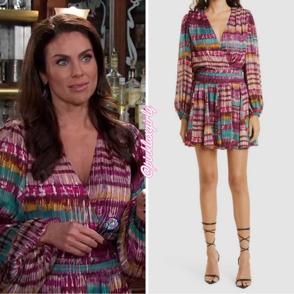 NEW $525 CELEBRITY STYLE Ramy Brook Stacie Long-Sleeve Mini Dress in Multi - Picture 3 of 5